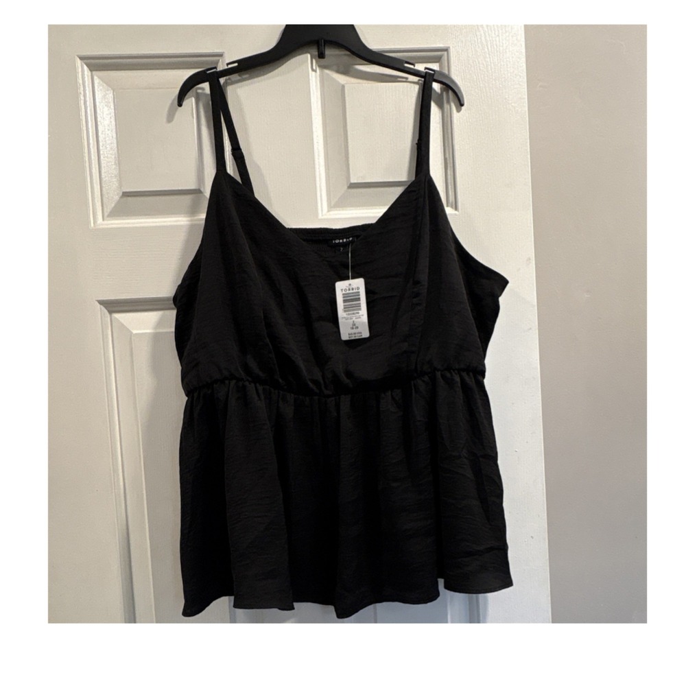 NWT Torrid Black Satin V-Neck Sleeveless Peplum Tank Top Plus Size 2X
